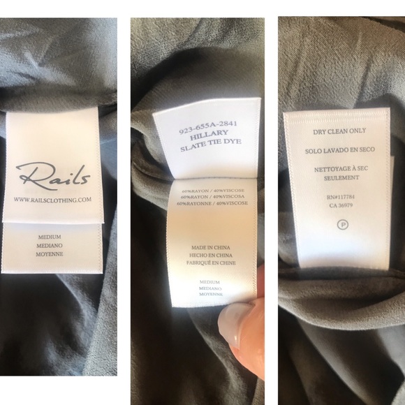 NWT Rails Hillary Tie Dye Long Sleeve Surplice Crossover Blouse Slate Gray Sze M - Picture 15 of 16